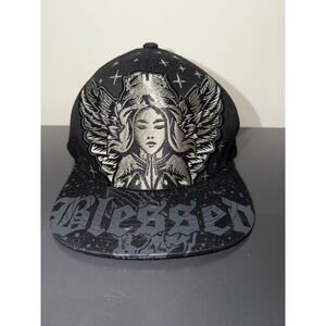 Top Level Blessed Angel Wings Black Snapback Hat Cap Adjustable Streetwear
